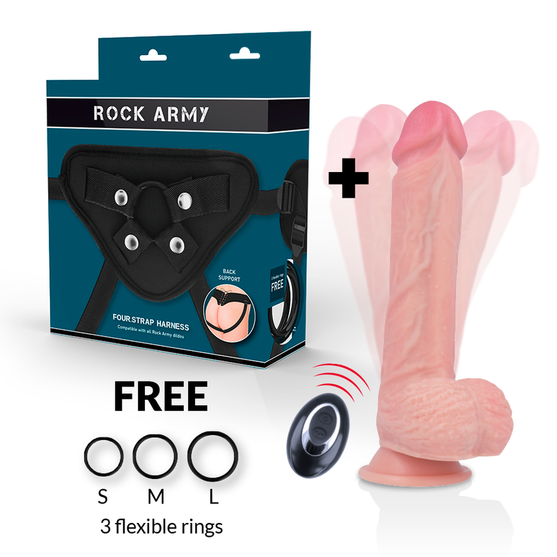 ROCKARMY - ARCOTE + VIBRADOR DE SILICONE LÍQUIDO PREMIUM APACHE CONTROLE REMOTO 20.5 CM -O- 4.62 CM